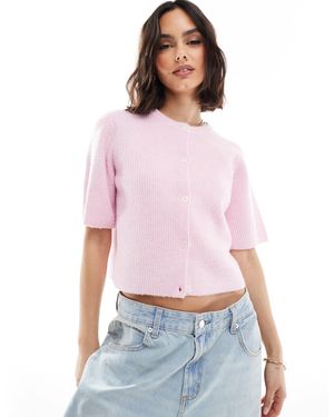 Pieces Soft Knit Short Sleeve Cardigan - Red