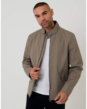 Threadbare Showerproof Lightweight Zip Up Harrington Jacket - Brown