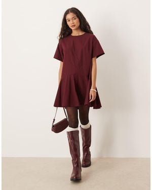 ASOS Short Sleeve Smock Mini Dress - Red