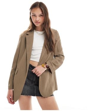 Stradivarius Crinkle Blazer - Brown