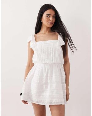 Abercrombie & Fitch Boho Embroidered Mini Dress With Shorts - White