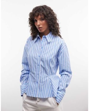 ASOS Gestreept Overhemd Met Peplum Detail - Blauw