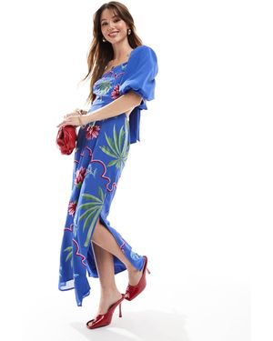 Maya – besticktes midaxi-kleid - Blau