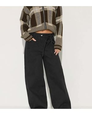 PixieGirl Petite Belt Tie Wide Leg Jeans - Black