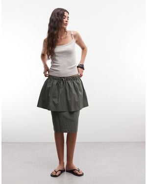 ASOS Falda De Tubo Cargo De Doble Capa-Neutro