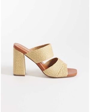 Public Desire Milo Raffia Heeled Mule Sandals - Natural