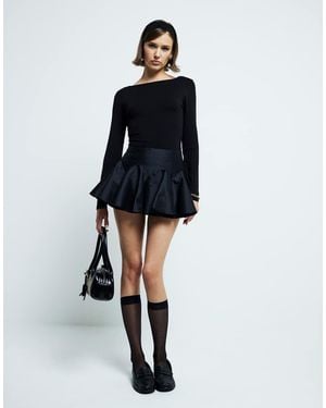 River Island Sateen Skort - Black