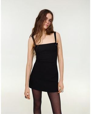 Pull&Bear Short Strappy Dress With Bows - White