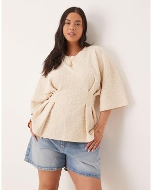 ASOS Asos Design Curve Short Sleeve Top - Natural