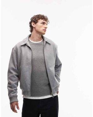 Jack & Jones Wool Blend Harrington Bomber Jacket - Grey
