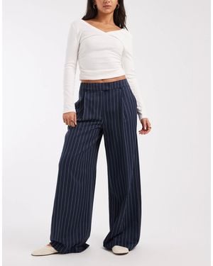 ASOS Tailored Low Rise Wide Leg Mansy Pants - Blue