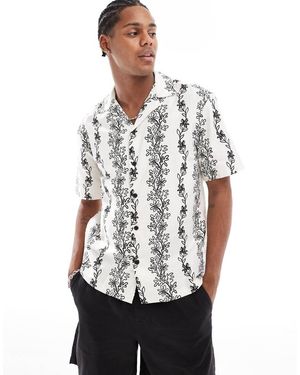 River Island Short Sleeve Vine Print Shirt - Grey