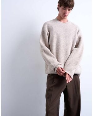 TOPMAN Oversized Fit Crew Jumper - Grey