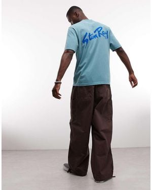 Stan Ray Logo Short Sleeve T-shirt With Back Print - Blue