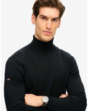 Superdry Merino Roll Neck Jumper - Black