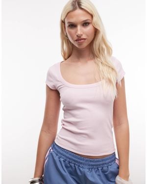 Collusion Scoop Neck Tshirt - Pink