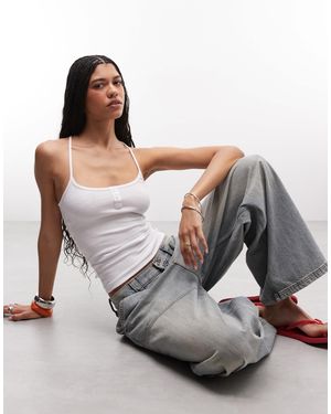 Collusion Racer Back Henley Cami - Gray