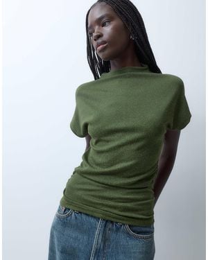 Vero Moda Top mit kappenärmeln und raffungen - Grün