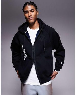 Aape By A Bathing Ape Sudadera Negra Con Capucha Y Cremallera De Tejido Grueso De Aape By A Bathing Ape - Azul