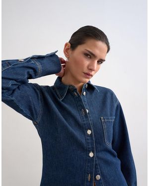 TOPSHOP Denim Cinch Detail Shirt - Blue