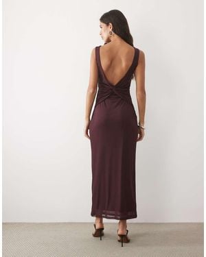 Nobody's Child Margot Mesh Midi Jurk Met Wijde Halslijn - Paars