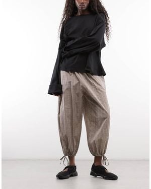 Reclaimed Vintage Cropped Check Balloon Trousers - Multicolour