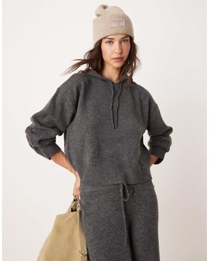 Jdy Slouchy Knitted Hoodie Co-Ord - Grey