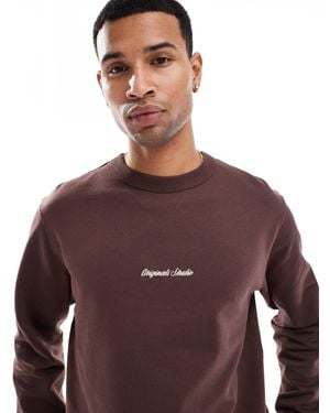 Jack & Jones Oversized Sweatshirt With Embroidered Logo - Purple