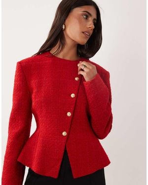 Miss Selfridge Americana Asimétrica En Bouclé - Rojo