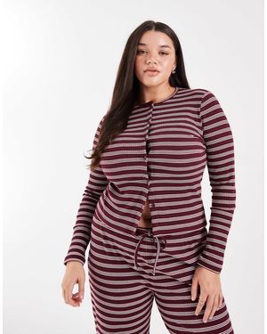 Collusion Plus – figurbetonte, gerippte strickjacke - Rot
