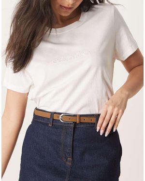 ASOS Faux Suede Skinny Waist And Hip Belt - White