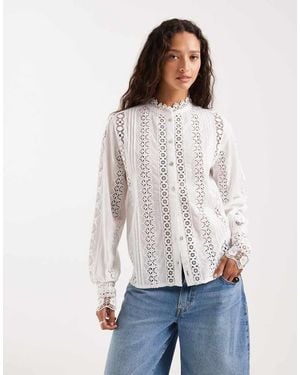 Lee Jeans Lace Trim Blouse - White