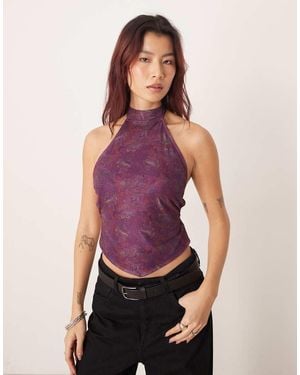 Motel Ares High Neck Regal Paisley Top - Purple