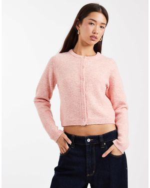 Brave Soul Crew Neck Knitted Cardigan - Red