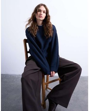 TOPSHOP Knit Boxy Wide Sleeve Mid Crew Jumper - Blue