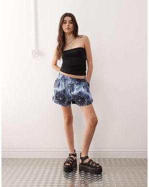 Monki Poplin Shorts - Blue