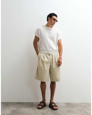 Weekday Pantaloncini Chino Oversize Taglio Lungo - Neutro