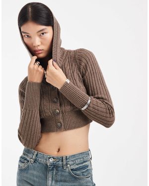 Hollister Gilet court en maille à capuche - Marron