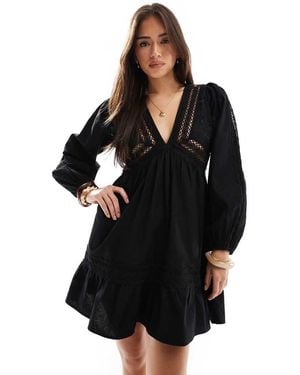 Miss Selfridge Cut Work Detail Mini Dress - Black