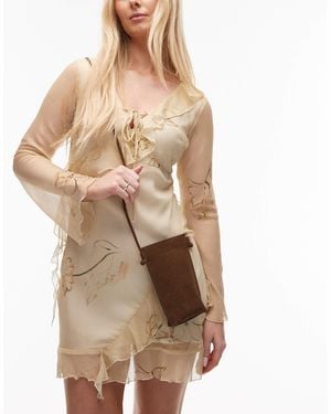 & Other Stories Real Leather Cross Body Phone Pouch - Natural