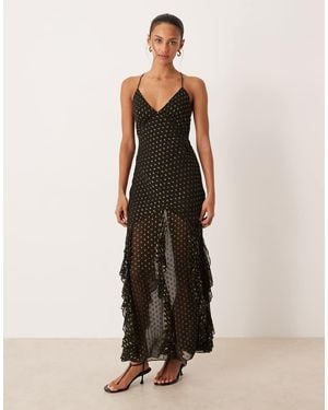 For Love & Lemons Lace-up Back Strappy Maxi Dress - Black