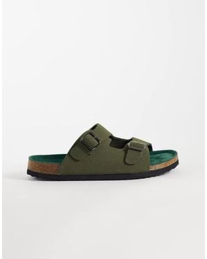 Only & Sons Faux Suede Mule Sandals - Green