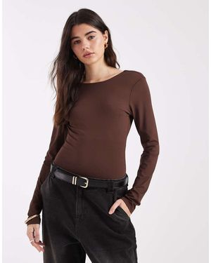 ASOS Body Van Glad Polyamide Met Open Achterkant En Lange Mouwen - Paars