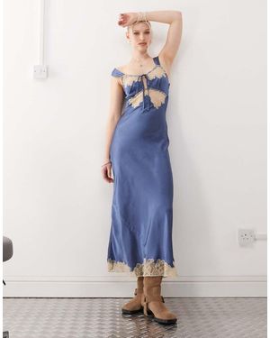 Reclaimed Vintage Lingerie Cami Slip Dress - Blue