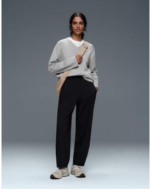 Oysho Mid-rise Comfortlux Balloon Trousers - Black