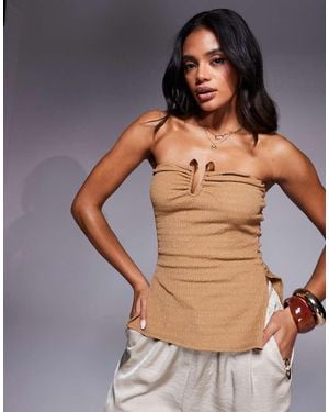 River Island Textured Trim Bandeau Top - Grey