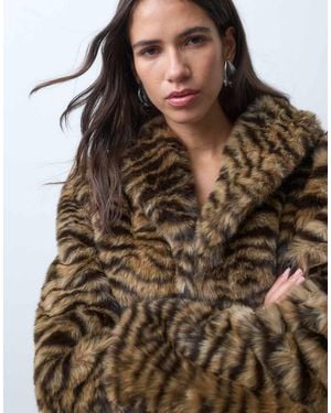 ASOS Jaren 80 Jas Met Oversized Schouders En Faux-Fur - Bruin