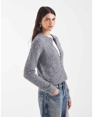 Vero Moda Oversized Zip Front Soft Knit Jumper - Grey