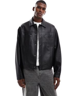 ASOS Faux Leather Harrington Jacket - Black