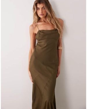 ASOS Satin Seamed Fishtail Cami Maxi Dress With Low Back And Tassel Ties - Multicolour